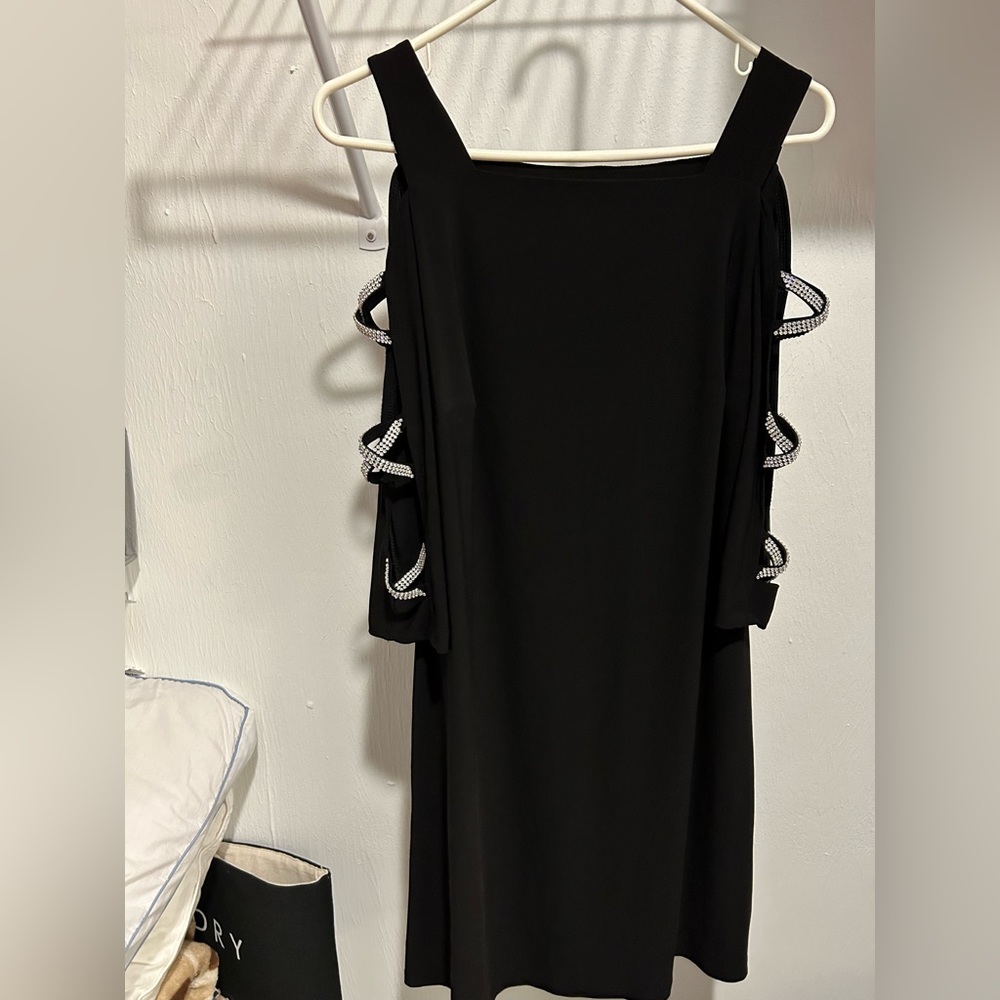 MSK, M, Black cold shoulder, 3/4 sleeve dress